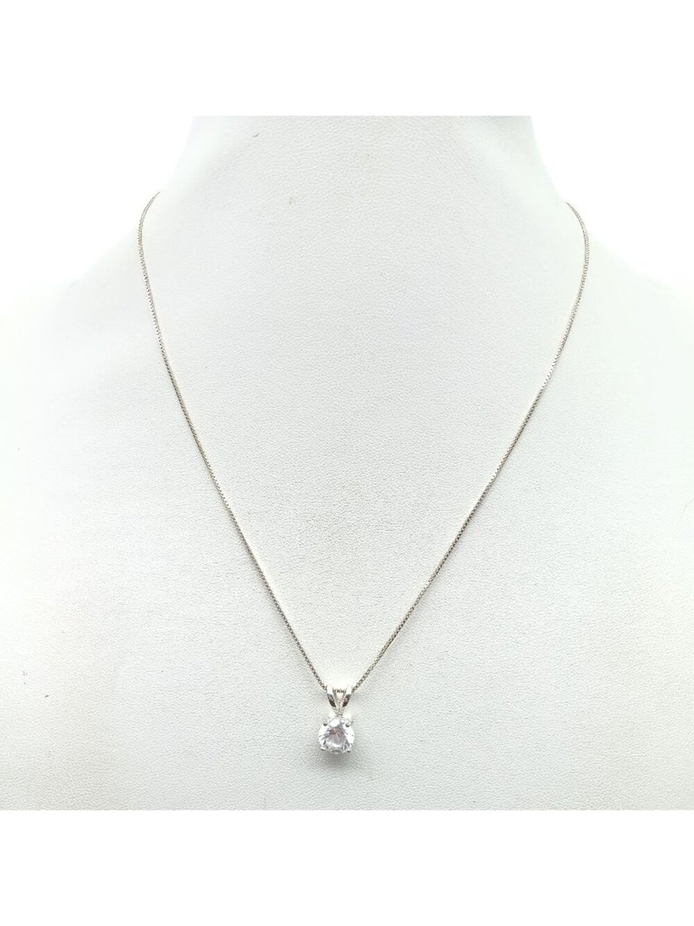 Sterling Silver Solitaire Pendant Necklace with Sparkling Round CZ Gemstone